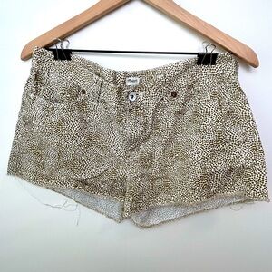 Madewell Cream Olive Dot Print Shorts Size 29 Raw Hem Casual Summer